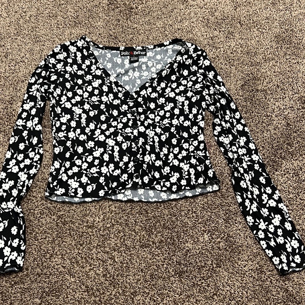 Black and white floral shirt